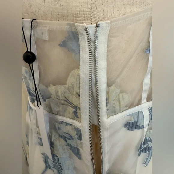 NWT For Love & Lemons Cody Organza Sheer Dress, White and Icicle Blue - XL - Picture 13 of 15